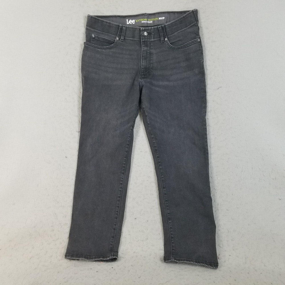 Lee Jeans Mens 36x29 Black Extreme Motion MVP Regular Straight Stretch 102018155